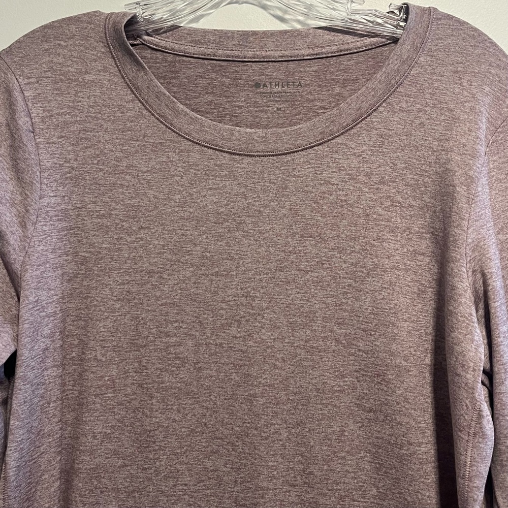 Athleta Uptempo Elevate Top Heathered Mauve Long Sleeve Performance Tee - Picture 4 of 10
